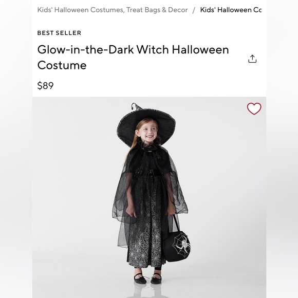 Pottery Barn Kids Glow in the Dark Witch Halloween Costume - Picture 1 of 9